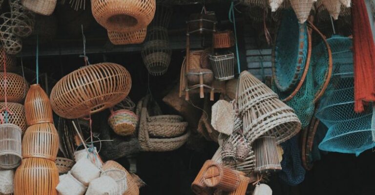 Bamboo Products - Various Bamboo Products Displayed in a Store