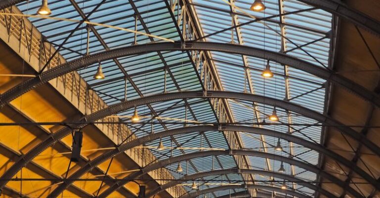 Industrial Lighting - Low Angle View of Built Structure Against Sky