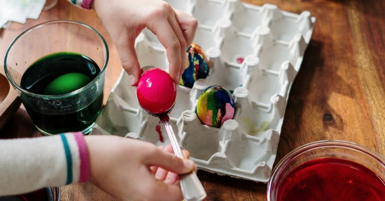 Kitchen Materials - Person Making Tie Dye Easter Egg