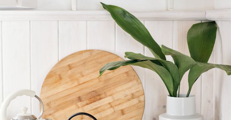 Kitchen Accessories - Green Plant in White Ceramic Vase