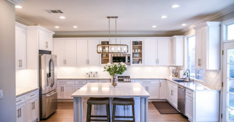 Kitchen Decor - White Wooden Cupboards