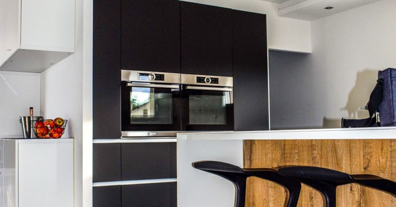 Kitchen Design - Two Black Wooden Bar Stools